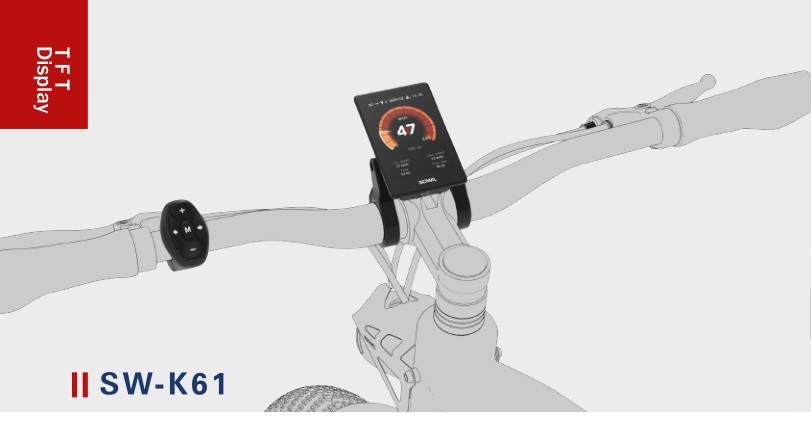 SW-K61 TFT Display installed on e-bike handlebar