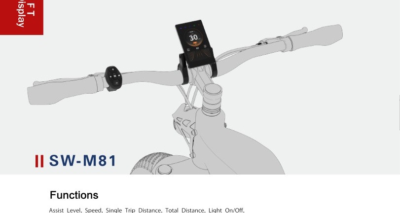 SW-M81 TFT Display installed on e-bike handlebar