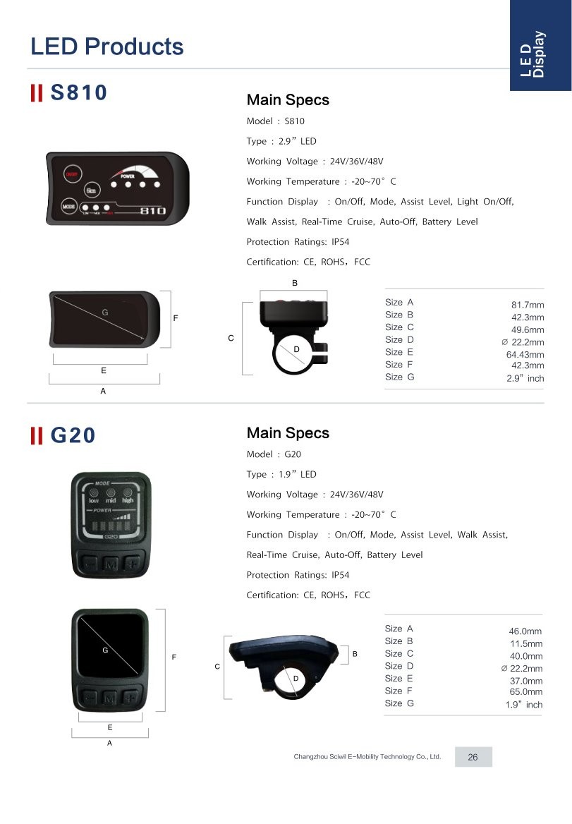 S810 LED Display specifications and dimension drawing