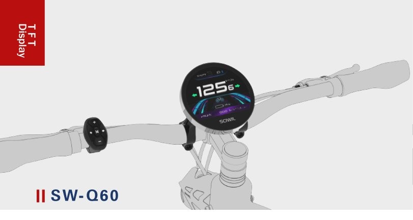 SW-Q60 TFT Display installed on e-bike