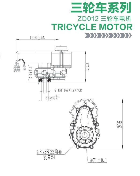ZD012 Tricycle Motor dimensions